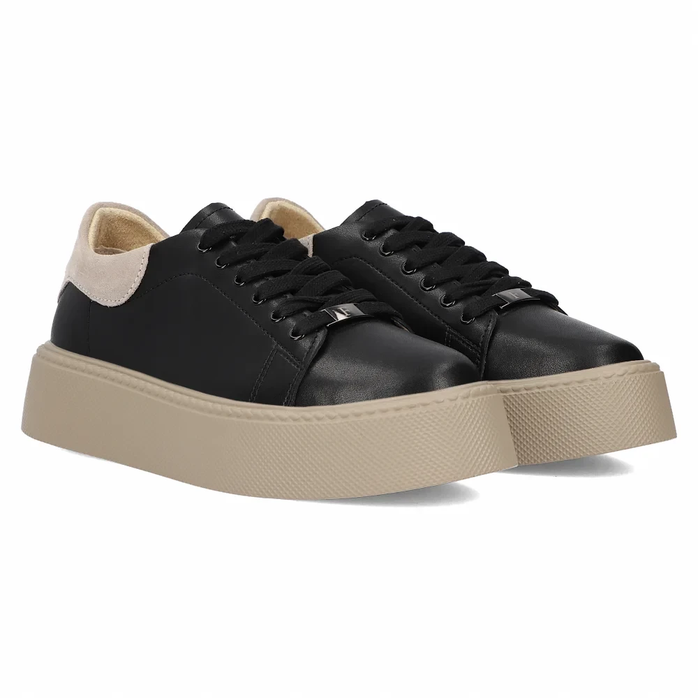 Skórzane sneakersy Filippo DP6119/24 BK BE czarno beżowe 