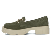 Skórzane półbuty na platformie Filippo DP6100/24 KH khaki